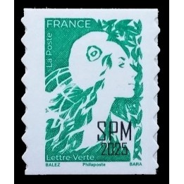 Timbre de collection Saint-Pierre et Miquelon - 1367 Autoadhésif Lettre Verte - Marianne de l'avenir