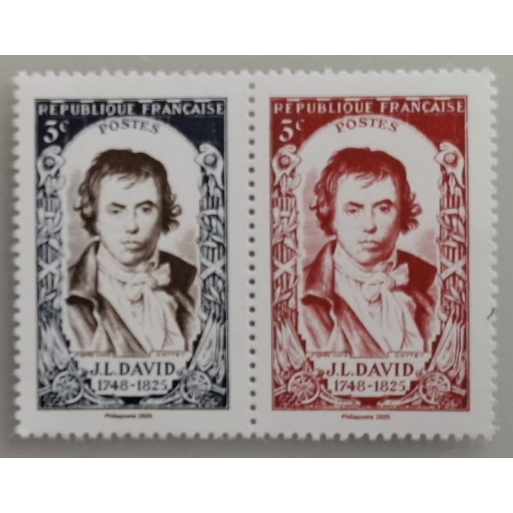 Timbre de collection France - 5924 et 5925 Timbres 3€ Bleu et Rouge issus du Bloc Feuillet \"Jacques-Louis David\"