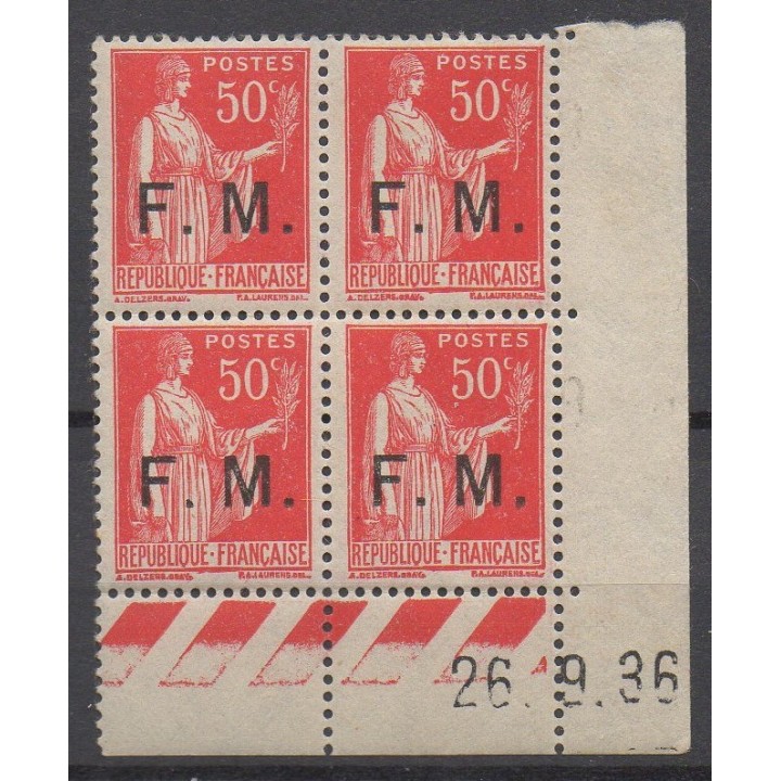 Timbre de collection France - Franchise Militaire 07 Coin Daté (1936)