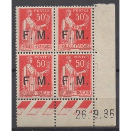 Timbre de collection France - Franchise Militaire 07 Coin Daté (1936)
