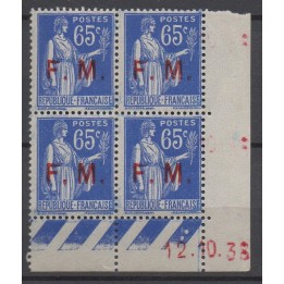Timbre de collection France - Franchise Militaire 08 Coin Daté (1938)