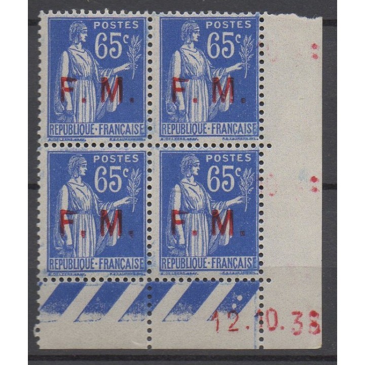 Timbre de collection France - Franchise Militaire 08 Coin Daté (1938)