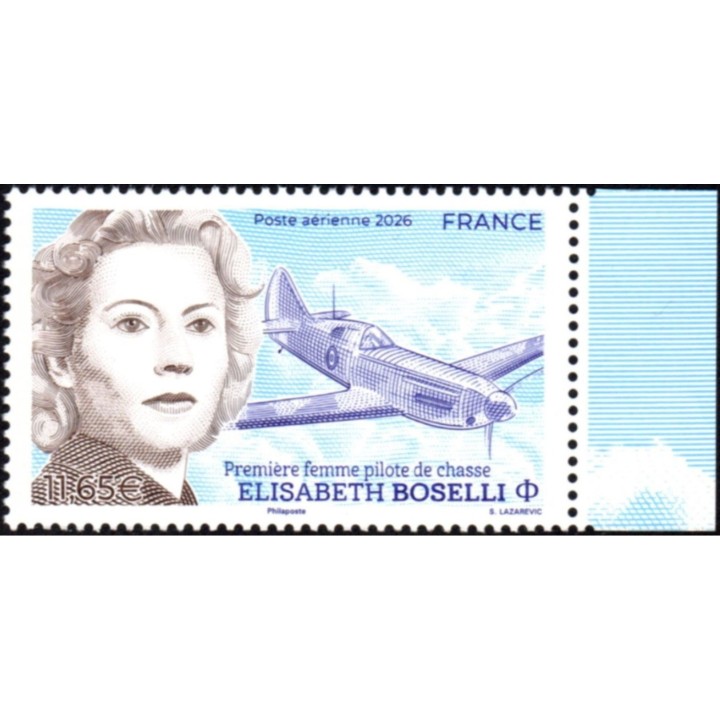 Timbre de collection France - Poste Aérienne 102a - Elisabeth Boselli - Première femme pilote de chasse - Issu Mini Feuille