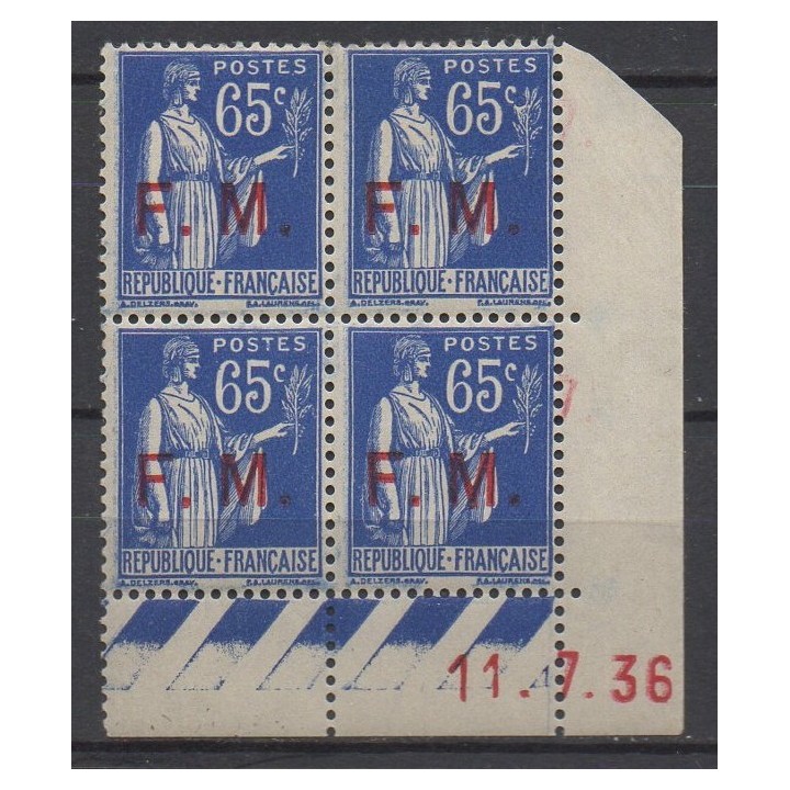 Timbre de collection France - Franchise Militaire 08 Coin Daté (1936)