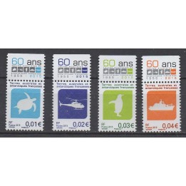 Timbre de collection TAAF - 0742 à 0745 avec bande sup. 60 ans