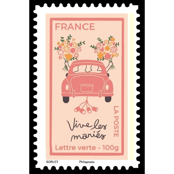 Timbre de collection France - Autoadhésif 2026 Vive les mariés \"lettre 100g\"