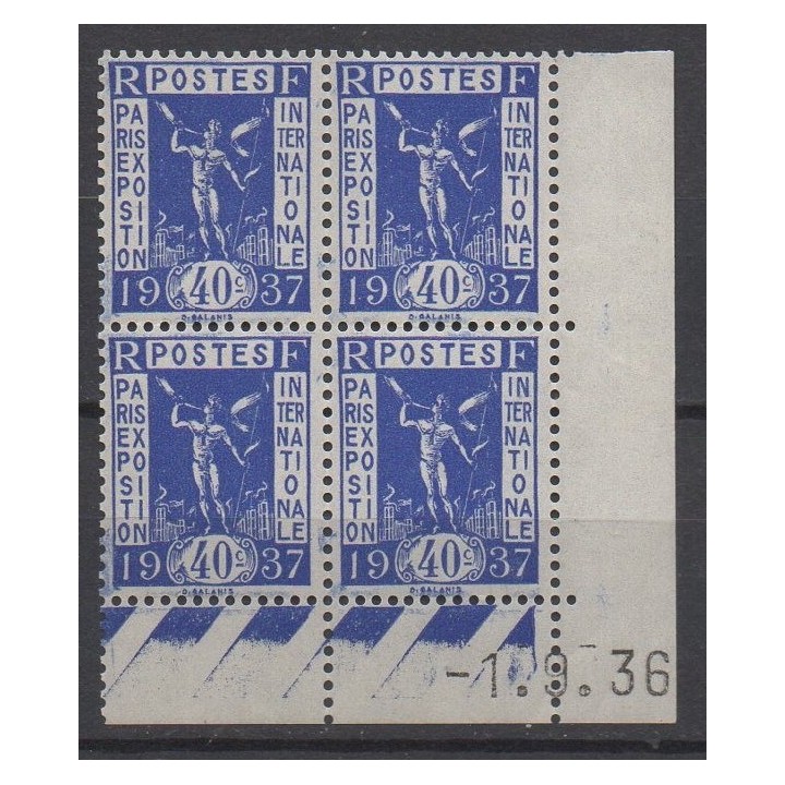 Timbre de collection France - 0324 Coin Daté (1936)