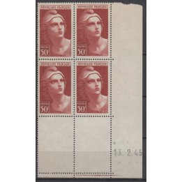 Timbre de collection France - 0732 Coin Daté (1945)