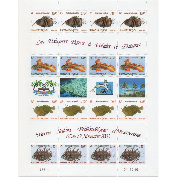 Timbre de collection Wallis et Futuna - 0583 à 0586 - Feuille