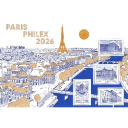 Timbre de collection France - Feuillet Doré Paris Salon Philex 2026