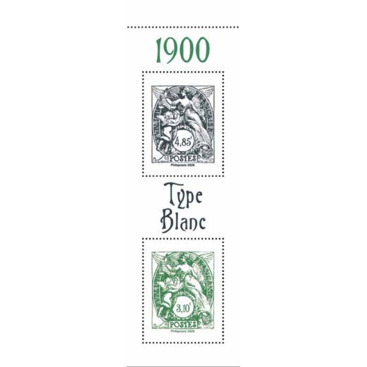 Timbre de collection France - Couverture du Carnet C1538 \"Type Blanc 1900 - Mondial du timbre 2026\"