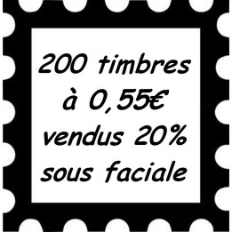Lot de 200 timbres à 0,55 Euros