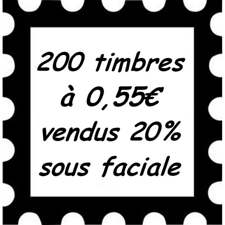 Lot de 200 timbres à 0,55 Euros