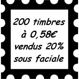 Lot de 200 timbres à 0,58 Euros