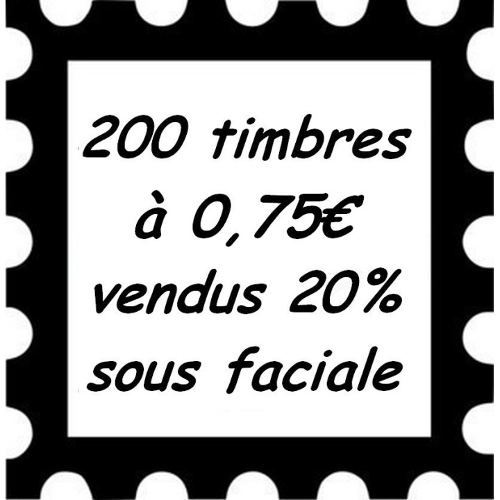 Lot de 200 timbres à 0,75 Euros