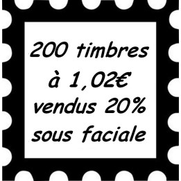 Lot de 200 timbres à 1,02 Euros