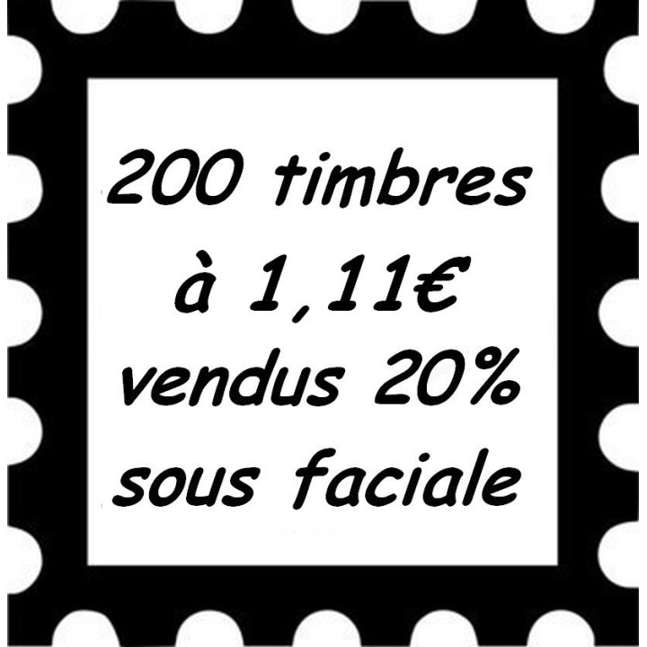 Lot de 200 timbres à 1,11 Euros