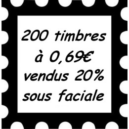 Lot de 200 timbres à 0,69 Euros