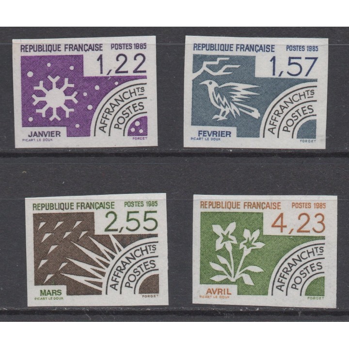 Timbre de collection France - Préoblitéré 186 à 189 Non Dentelé