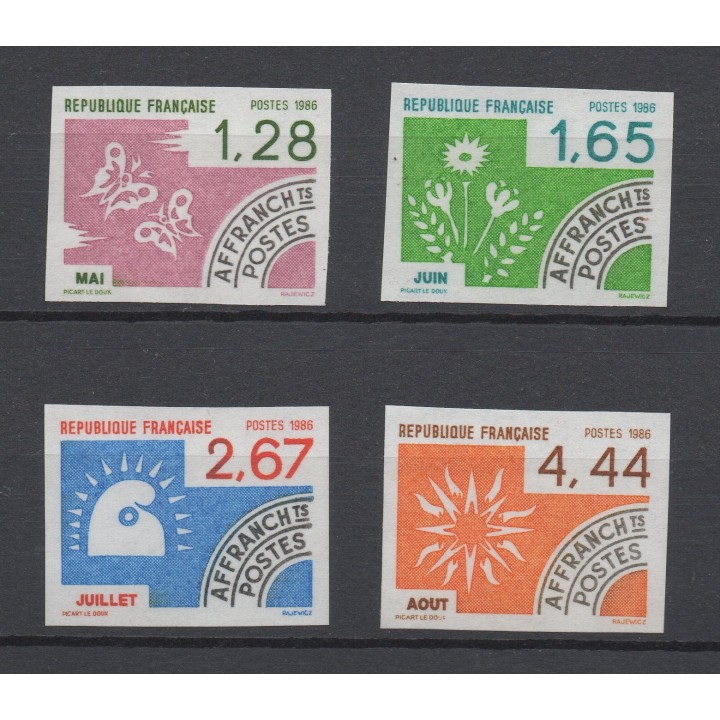 Timbre de collection France - Préoblitéré 190 à 193 Non Dentelé