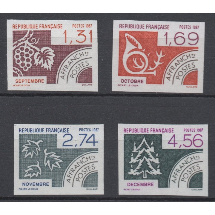 Timbre de collection France - Préoblitéré 194 à 197 Non Dentelé