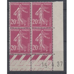 Timbre de collection France - 0190 Coin Daté (1937)