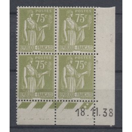 Timbre de collection France - 0284A Coin Daté (1938)