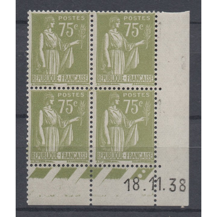 Timbre de collection France - 0284A Coin Daté (1938)