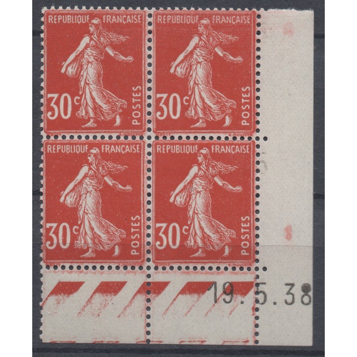 Timbre de collection France - 0360 Coin Daté (1938)