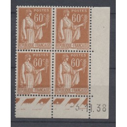 Timbre de collection France - 0364 Coin Daté (1938)
