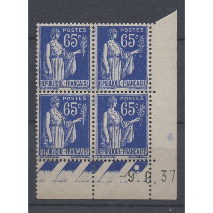 Timbre de collection France - 0365 Coin Daté (1937)