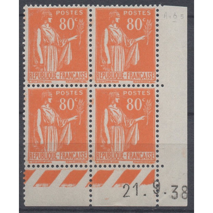 Timbre de collection France - 0366 Coin Daté (1938)