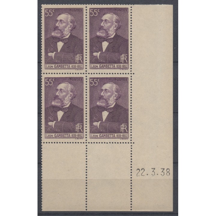 Timbre de collection France - 0378 Coin Daté (1938)