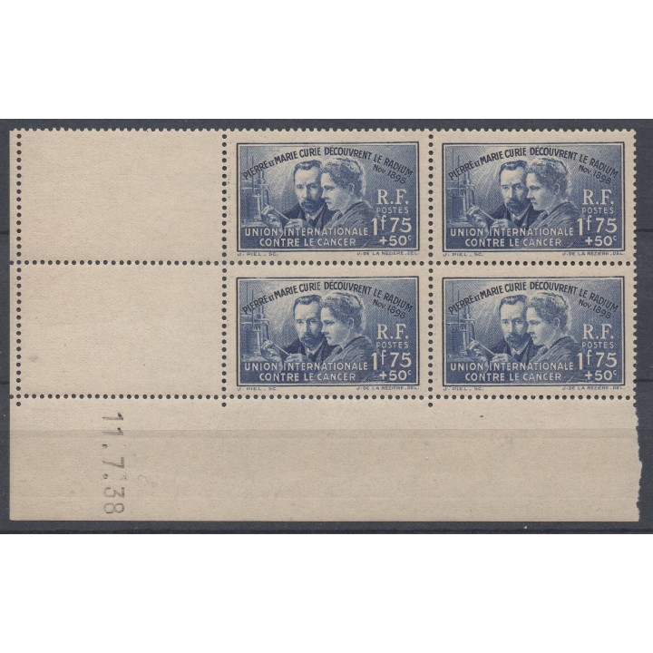 Timbre de collection France - 0402 Coin Daté (1938)