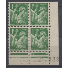 Timbre de collection France - 0432 Coin Daté (1939)