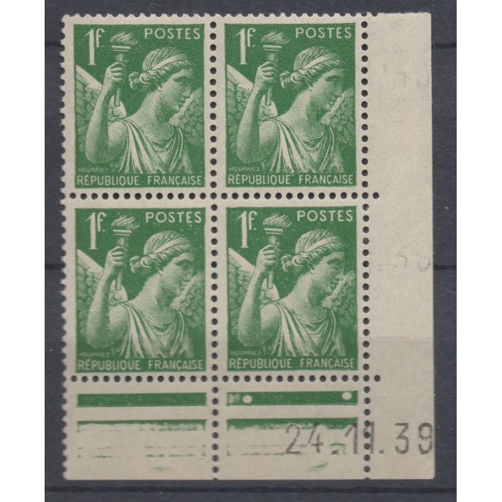 Timbre de collection France - 0432 Coin Daté (1939)