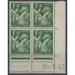 Timbre de collection France - 0432 Coin Daté (1940)