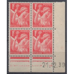 Timbre de collection France - 0433 Coin Daté (1939)