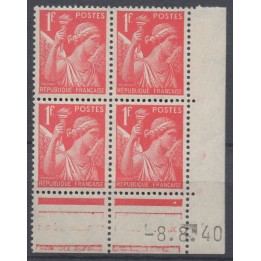 Timbre de collection France - 0433 Coin Daté (1940)