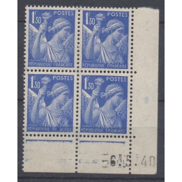 Timbre de collection France - 0434 Coin Daté (1940)