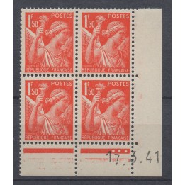 Timbre de collection France - 0435 Coin Daté (1941)
