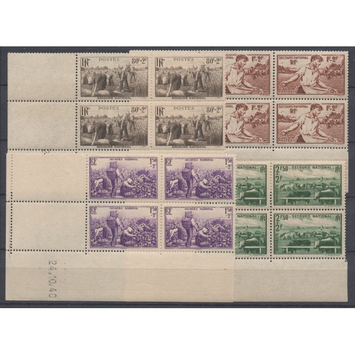 Timbre de collection France - 0466 à 0469 Coin Daté (1940)