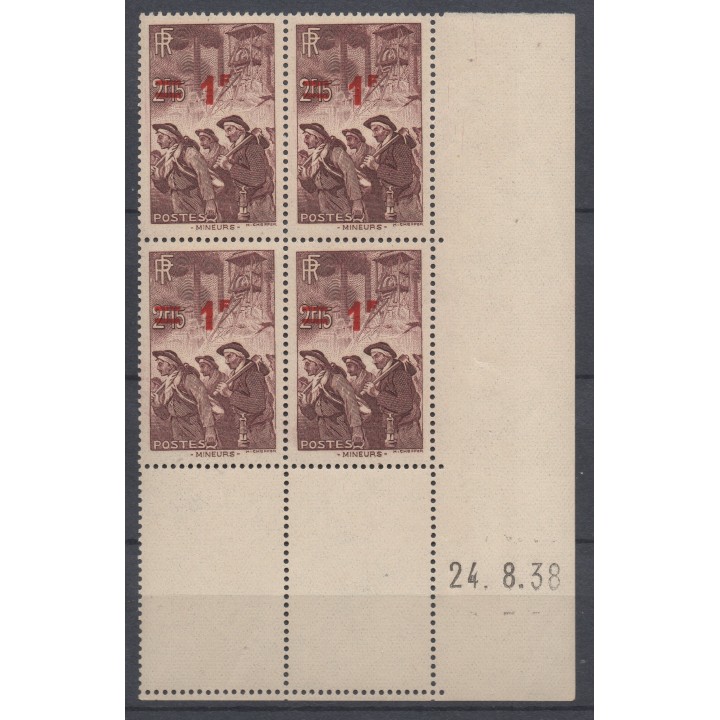 Timbre de collection France - 0489 Coin Daté (1938)