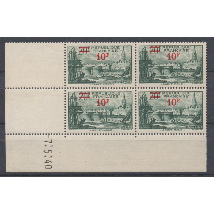 Timbre de collection France - 0492 Coin Daté (1940)