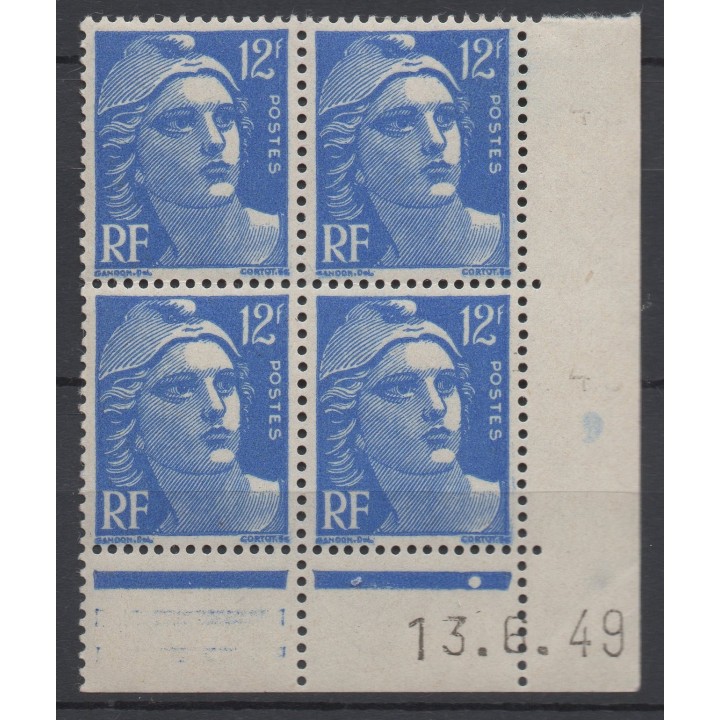 Timbre de collection France - 0812 Coin Daté (1949)