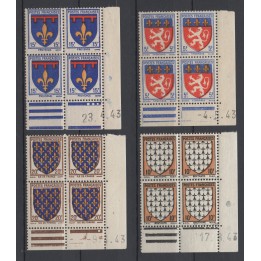 Timbre de collection France - 0572 à 0575 Coin Daté (1943)