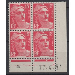 Timbre de collection France - 0887 Coin Daté (1951)
