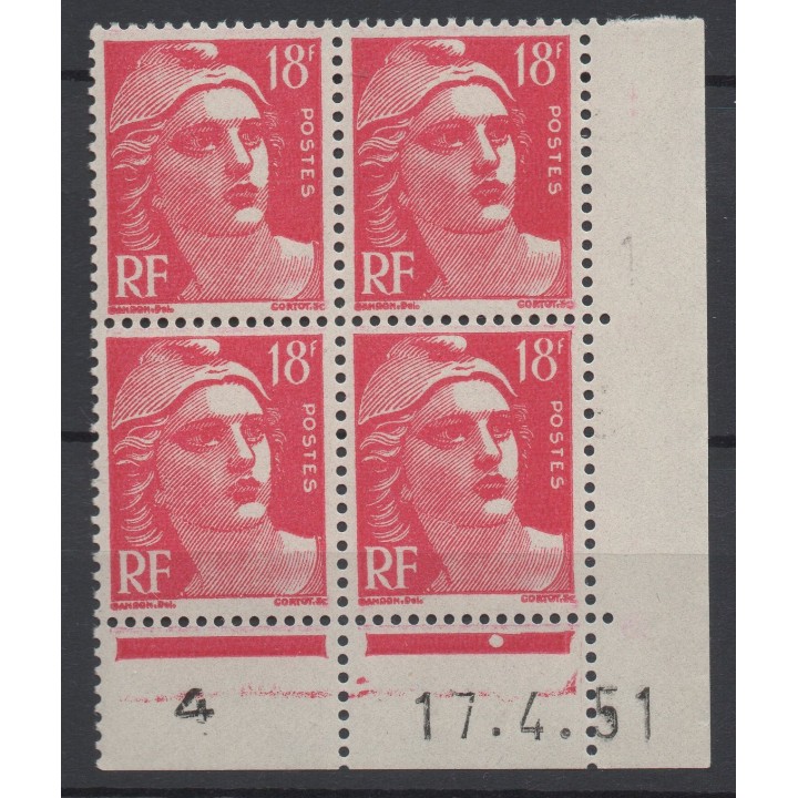 Timbre de collection France - 0887 Coin Daté (1951)