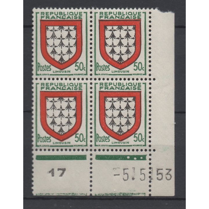Timbre de collection France - 0900 Coin Daté (1953)