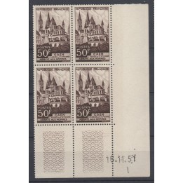 Timbre de collection France - 0917 Coin Daté (1951)